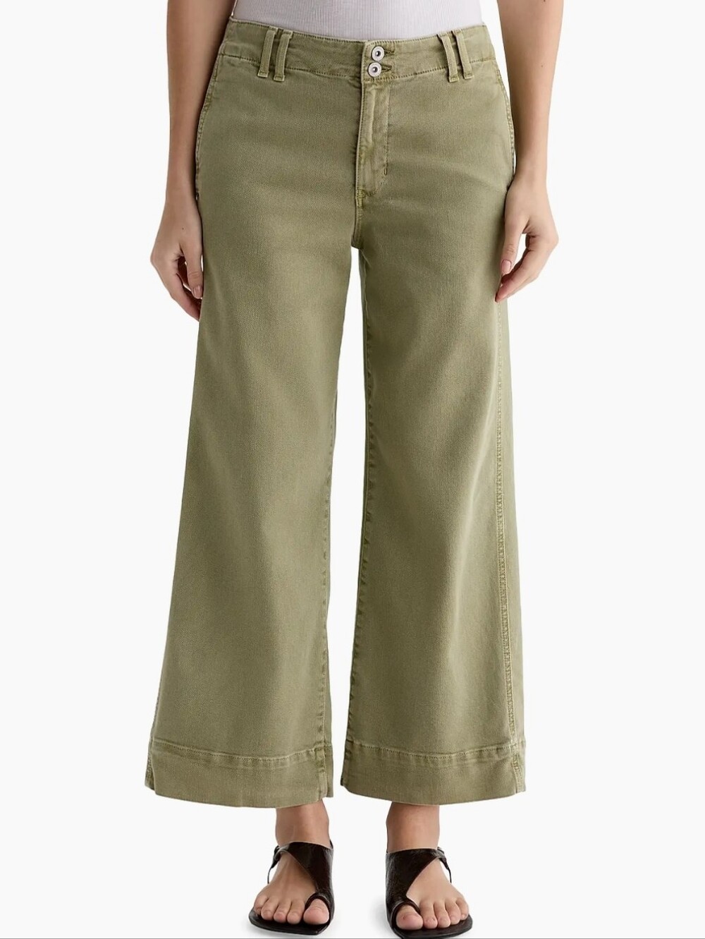 AG Adriano Goldschmied Natasha Mid-Rise Crop Jeans in Sulfur Basil Green Size 27 - Picture 2 of 8